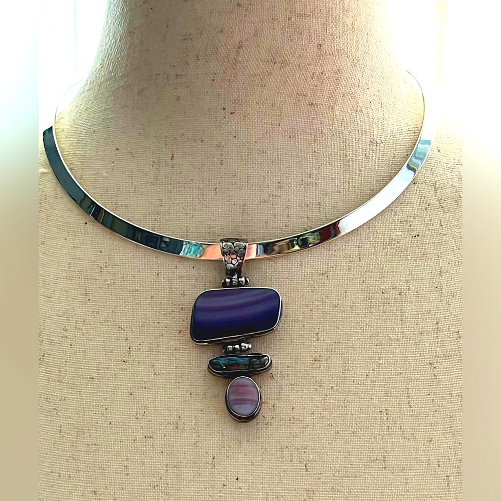 Sterling silver pearl and stone pendant